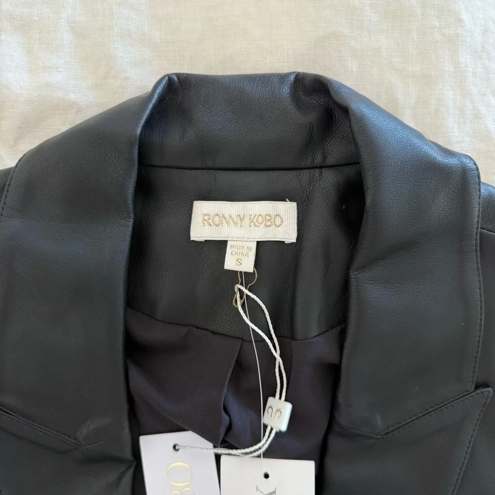Ronny Kobo Lilo Faux Leather Wrap Blazer